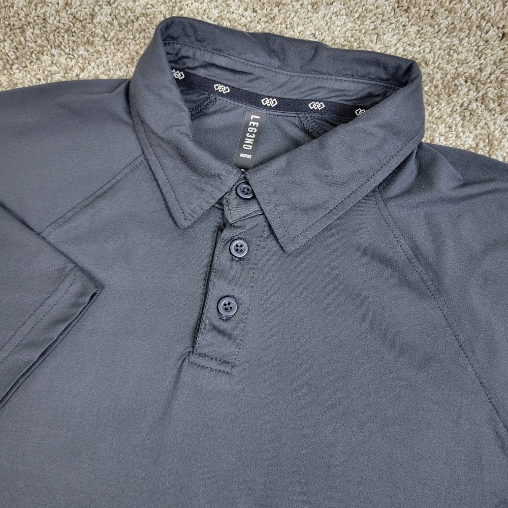Legend Inspire Mens Small Solid Gray Performance Stretch Polo Short Sleeve